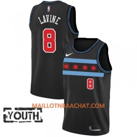 Maillot NBA Chicago Bulls Zach LaVine 8 2018-19 Nike City Edition Noir Swingman - Enfant
